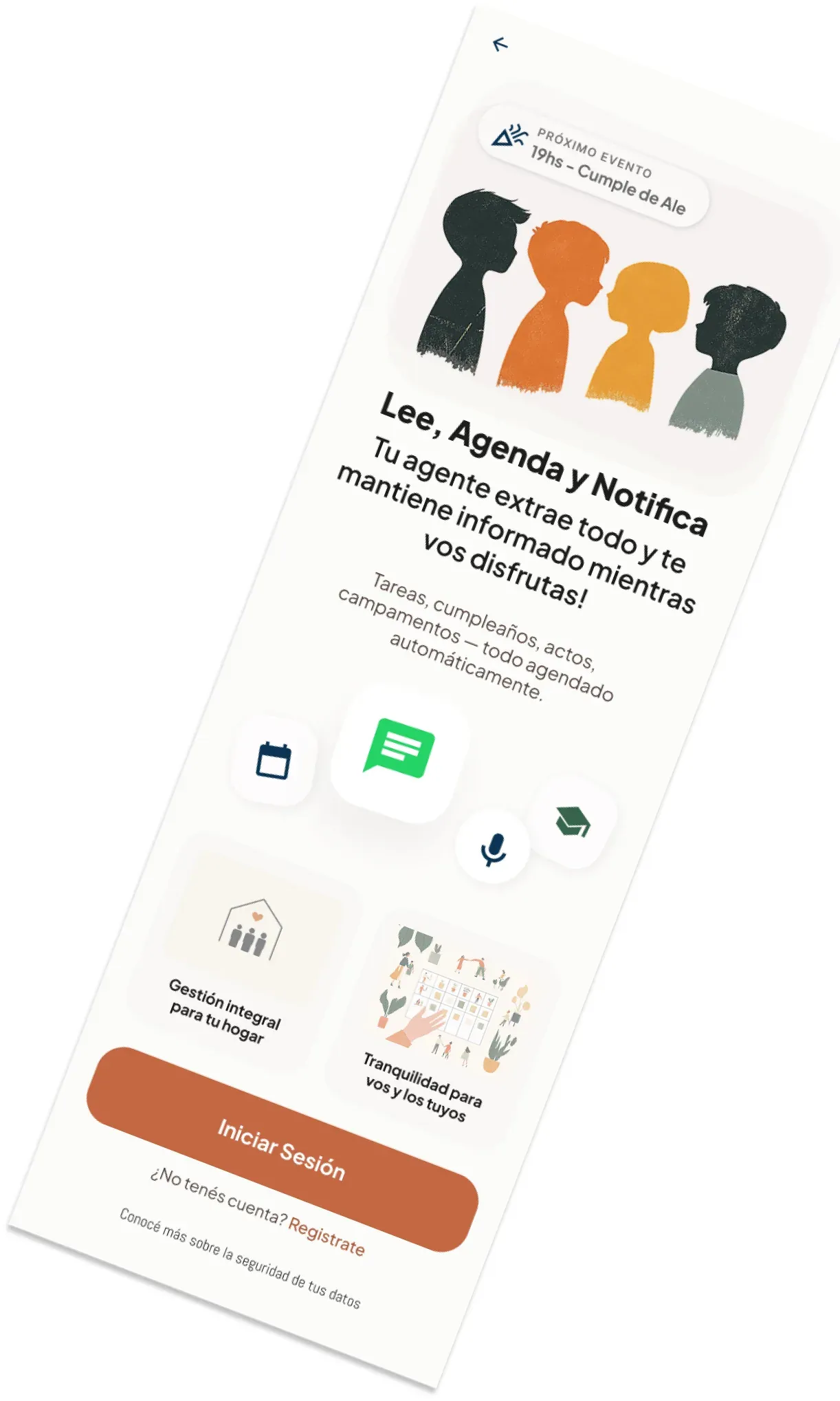 The Agente Mamá landing page on a phone
