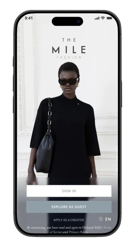 The Mile app welcome screen on a phone