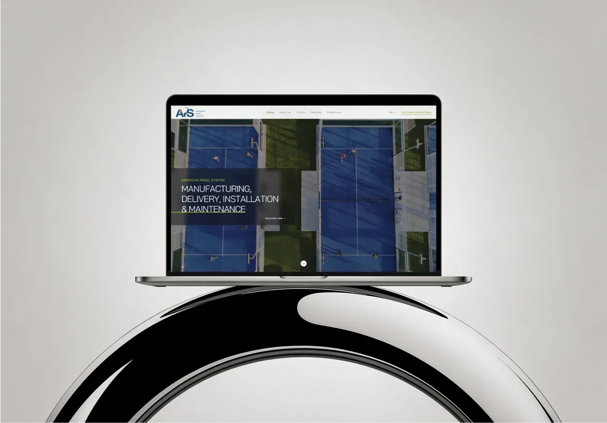 The American Padel Systems website on a laptop