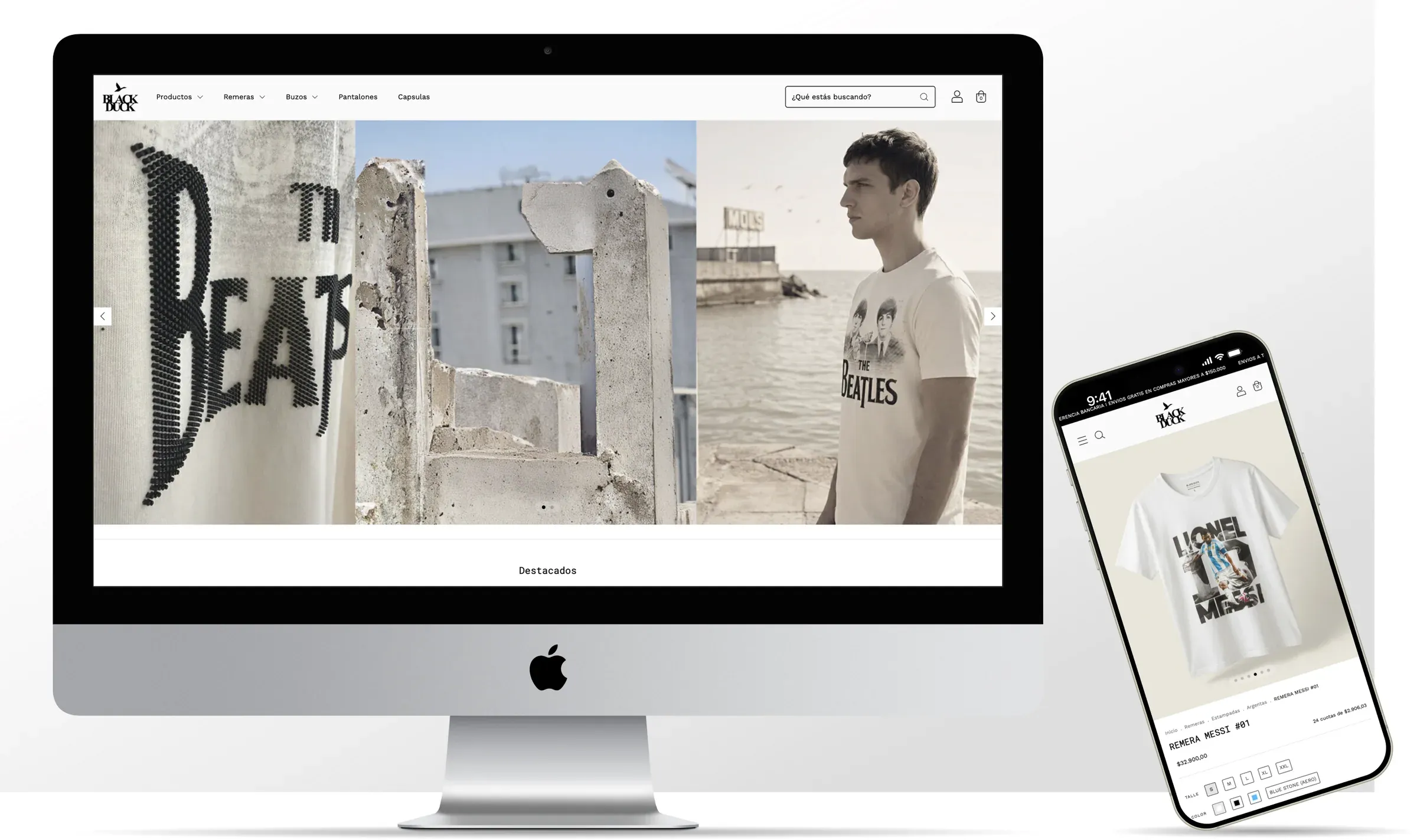 The Black Duck store on a desktop monitor and a phone